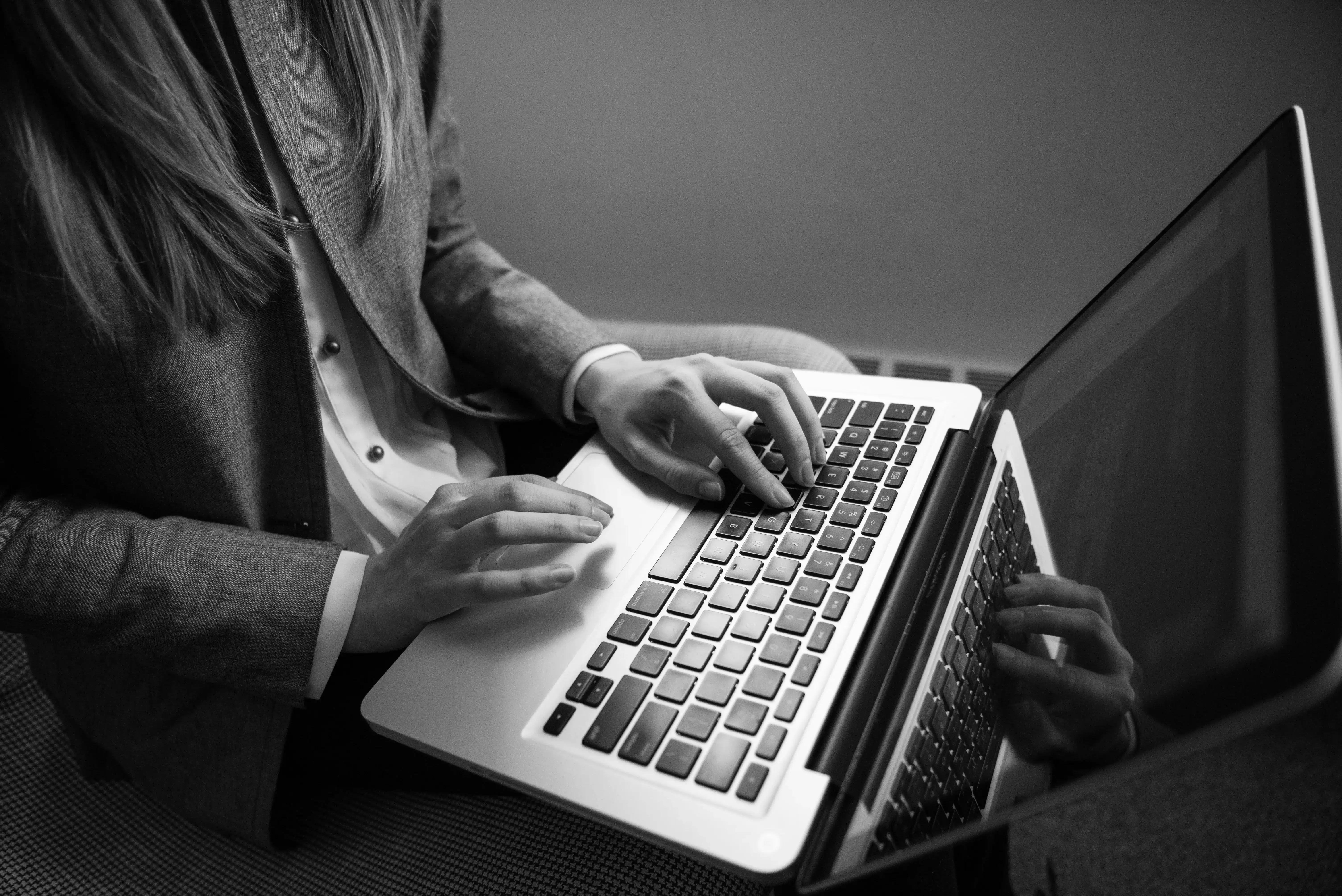 Frustrated entrepreneur looking at a screen.